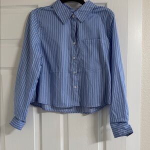 J. Crew Light Blue Pinstripe Crop Top